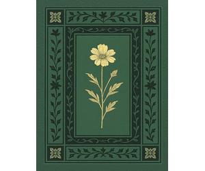 Vintage Inspired Cosmos Flower Dot Grid Notebook: Green Gold Victorian Botanical Floral Soft Cover 8.5 x 11 Square Dotted Journal 5mm Dot Grid 120 Pages for Sketching, Planning, Mood Tracker