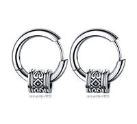 Vintage-Inspired Decorative Cylinder Dangle Drop Earrings for Men Women - Unisex Punk Stainless Steel Huggie Hinged Hoops, Hypoallergenic Personalized Hip-Hop Jewellery Gifts
