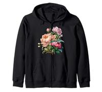 Vintage Inspired Flower Botanical Chart Naturalist Zip Hoodie