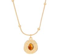 Vintage Inspired Gold Tone Alloy Necklace Sun Round Cat's Eye Stone Pendant Necklace Elegance and Mystique Jewelry Accessory for Women, One Size, Metal Rhinestone, No Gemstone