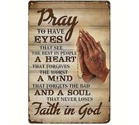 Vintage - Inspired Metal Tin Sign with God's Prayer - Faith - Inspiring Wall Art, Aluminum, Traditional Religious Theme for Home, Cafe, Bar Decor 8x12 Inch