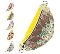 Vintage-Inspired Patchwork Quilted Sling Bag, Handmade Quilted, Bohemian Fabric Crossbody Shoulder Bag, Lightweight Curved Design for Hiking Running Jogging(B)