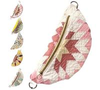 Vintage-Inspired Patchwork Quilted Sling Bag, Handmade Quilted, Bohemian Fabric Crossbody Shoulder Bag, Lightweight Curved Design for Hiking Running Jogging(A)