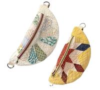 Vintage-Inspired Patchwork Quilted Sling Bag, Handmade Quilted, Bohemian Fabric Crossbody Shoulder Bag, Lightweight Curved Design for Hiking Running Jogging(E+D)