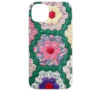 Vintage Inspired Quilt Patchwork Grandmothers Flower Garden Case for iPhone 14 Plus