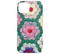 Vintage Inspired Quilt Patchwork Grandmothers Flower Garden Case for iPhone 15 Plus