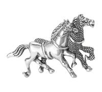 Vintage Inspired Two Running Horse Brooch Pin Animal Shaped Badge Metal Clothing Jewelry For Formal Casual Event Two Horse Metal Pin