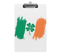 Vintage Ireland Flag with Lucky Clover A4 Size Clipboard Funny Aesthetic Working Studying Letter Standard Clip Board 12.5×8.5 in Hardboard for School Classroom Kids Writing Drawing