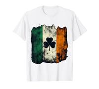 Vintage Irish Flag Ireland Shamrock Expat Visitor Back Side Value Graphic T-Shirt, Men, White, M