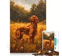 Vintage Irish Setter Dog Jigsaw 1000 Pieces for Teenagers Memory Train Fun Clean Seamless Connection Relaxing Indoor Group Activity (38x26cm)