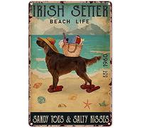 Vintage Irish Setter Dog Tin Sign Irish Setter Dog Beach Life Metal Poster Retro Plaque Wall Decor Gift For Garden Men Cave Garage Classroom Library Living Room School 8x12 Inch