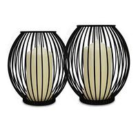Vintage Iron Birdcage Candle Holders - Set of 2 Lanterns (Small & Large), Rust-Resistant Black Candlestick Stands for Pillar & Tealight Candles | M&W