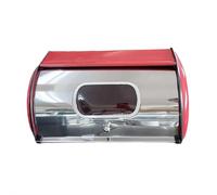 Vintage Iron Bread Box for Kitchen Countertop, Metal Roll Top Bread Bin for Bread, Cake Tableware, Condiment Bottles, Small Farmhouse Corner Kitchen Countertop Organizer for Cabinet