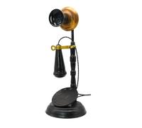 Vintage Iron Candlestick Telephone Decor - Retro Classic Phone Model with Receiver - 12.6” Height - Antique Style Home Office Desk Decoration