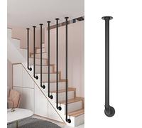 Vintage Iron Ceiling-Mounted il Protective Guardrail for Interior/Attic/Villa/Duplex Transitional Home Balusters Side-Mounted Fence - Black / 1Pc