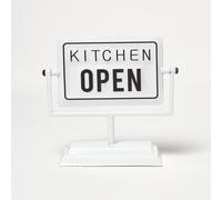 HOMESCAPES Vintage Metal Kitchen Open Closed Sign Stand - 19 x 20 cm | Retro tin style open closed sign for home bars and shops. Precision-crafted 100% iron double sided countertop display stand.