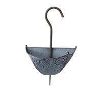 Vintage Iron Umbrella Wall Planter Basket - Decorative Hanging Flower Pot for Farmhouse Courtyard Balcony and Fence - Grey Home Decor