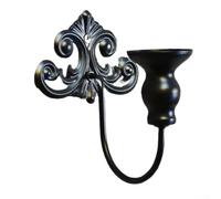 Vintage Iron Wall Candle Holder, Decorative Metal Candlestick With Intricate Patterns For Living Room Dining Room Decor(Is black)