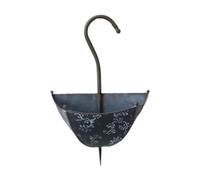 Vintage Iron Wall Planter Basket - Umbrella Shape Hanging Flower Pot for Courtyard Balcony & Fence Decor - Rustic Farmhouse Grey-Black Home Accent