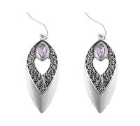Vintage Irregular Shape Red Stone Earrings Ethnif Ethnic Silver Color Geometry Carving Pattern Dangle Earrings for Women