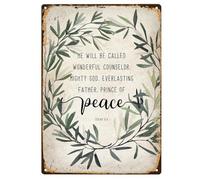 Vintage Isaiah 9:6 Metal Tin Sign Christmas Scripture Wall Art Retro He Shall Be Called Wonderful Counselor for Home Farm Store Garage 8×12 Inch