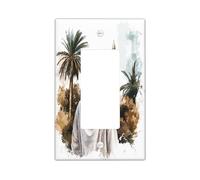 Vintage Islamic Scenic Decorative Switch Cover Plate 1 Gang Single Rocker, Tropical Palm Electrical Faceplate for Bedroom Bathroom Decor, Religion landscape Standard Size Switchplate
