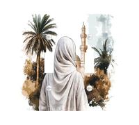Vintage Islamic Scenic Decorative Switch Cover Plate 2 Gang Double Toggle, Tropical Palm Electrical Faceplate for Bedroom Bathroom Decor, Religion landscape Standard Size Switchplate