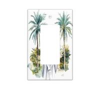 Vintage Islamic Scenic Switch Cover Wall Plate 1 Gang Single Rocker, Tropical Palm Electrical Faceplate for Bedroom Bathroom Decor, Religion landscape Standard Size Switchplate