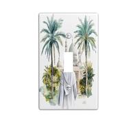 Vintage Islamic Scenic Switch Cover Wall Plate 1 Gang Single Toggle, Tropical Palm Electrical Faceplate for Bedroom Bathroom Decor, Religion landscape Standard Size Switchplate