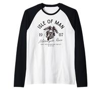 Vintage Isle of Man TT Races Retro Skull Motorbike Race Raglan Baseball Tee