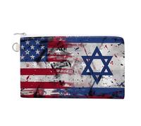 Vintage Israel U.S. Flag Custom Canvas Coin Purse Change Wallet Bag Small Makeup Bags for Men Women 7.5 X 4.6 Inch