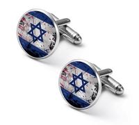 Vintage Israel U.S. Flag Mens Classic Cufflinks Custom Shirt Cuff Links Jewelry Accessories for Business Wedding 0.7" 0.8"
