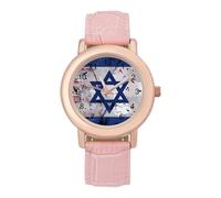 Vintage Israel U.S. Flag Women's Custom Watch Fashion Soft Strap Wristwatches Gifts for Birthdays Valentine's Day