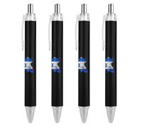 Vintage Israeli Flag Ballpoint Pens Black Ink Ball Point Pen Retractable Writing Pen for Men Women Office Supplies 4 PCS
