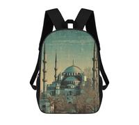 Vintage Istanbul Mosque Art Print Backpacks 3D Printed Kids School Backpack School Bag Fashion Rucksacks for Boys Elementary And Middle School Students 17inch