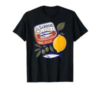 Vintage Italian Sardine Fish Tin Lemon Mediterranean Olives T-Shirt