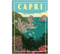 Vintage Italy Capri Sea Island Flowers Jungle Travel Poster Retro Wall Art Canvas Poster Art Print Home Decor Room Decor Unframed 60x90cm