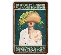 Vintage It's Okay If You Fall Ap Sometim Tacos Fall Ap and We Still Love Them Poster Metal Aluminium Tin Sign 12x16 Inch Wall Decor