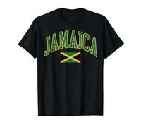 Vintage Jamaica Arched Varsity Text and Jamaican Flag Value Graphic T-Shirt, Men, Black, L
