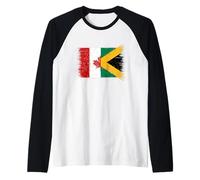 Vintage Jamaica Canada Flag for Proud Jamaican Canadian Fans Raglan Baseball Tee