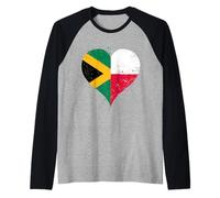 Vintage Jamaica Poland Flag for Proud Jamaican Polish Pride Raglan Baseball Tee