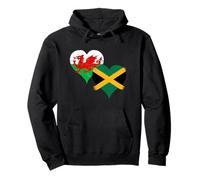 Vintage Jamaica Wales Flag for Proud Jamaican Welsh Pride Pullover Hoodie
