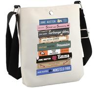 Vintage Jane Austen Bookish Gift Crossbody Bag Book Bag for Classic Novel Lover (Jane Book CB EU)