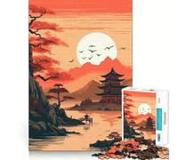 Vintage Japan Landscapes Adults 1000 Piece Jigsaw Puzzle Memory Fun Game Clean Cut Sturdy Components Unique Gift for Stress Relief (50x75cm)