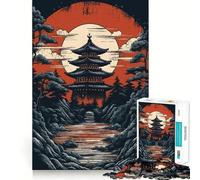 Vintage Japan Landscapes Jigsaw Puzzle 1000 Piece Creative Skill Toy Clean Cut Sturdy Components Travel-friendly Brain Game Gift (38x52cm)