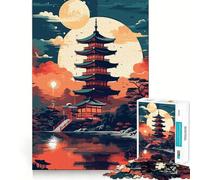 Vintage Japan Landscapes Jigsaw Puzzles 1000 Mental Focus Game Precision Cut Smooth Edges Meaningful Connection Building Game (38x52cm)