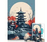 Vintage Japan Landscapes Jigsaw Puzzles 1000 Pieces Focus Boost Fun Laser Cut for Flawless Fit Bonding Activity for Loved Ones (38x52cm)