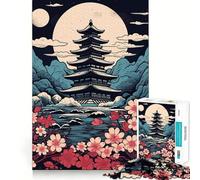 Vintage Japan Landscapes Jigsaw Puzzles for Adults 1000 Mind Boost Game Uniform Size Precise Pieces Travel-friendly Brain Game Gift (38x52cm)