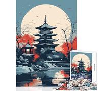 Vintage Japan Landscapes Jigsaw Puzzles for Adults1000 Piece Strengthen Mental Endurance And Stamina Calm Stress Free Playtime (38X52cm)