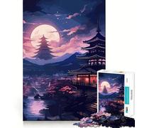 Vintage Japan Landscapes Puzzle for Adults 1000 Pieces Memory Play Game Firm Fit Secure Assembly Meaningful Connection Building Game (38x26cm)